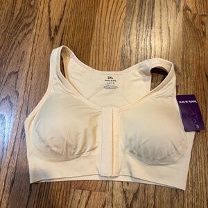 Body‎ & Bra Women's Cream Front Closure Sports Bra size 2XL NWT